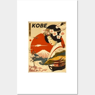 Kobe Japan Vintage Travel Art Poster Posters and Art